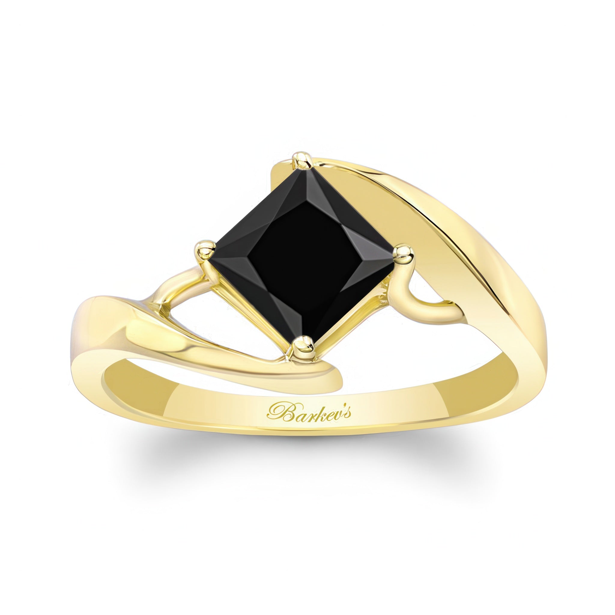 Bypass Princess Cut Black And White Diamond Solitaire Ring