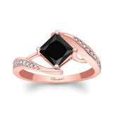 Unique Princess Cut Black And White Diamond Ring