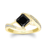 Unique Princess Cut Black And White Diamond Ring