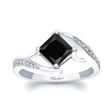 Unique Princess Cut Black And White Diamond Ring