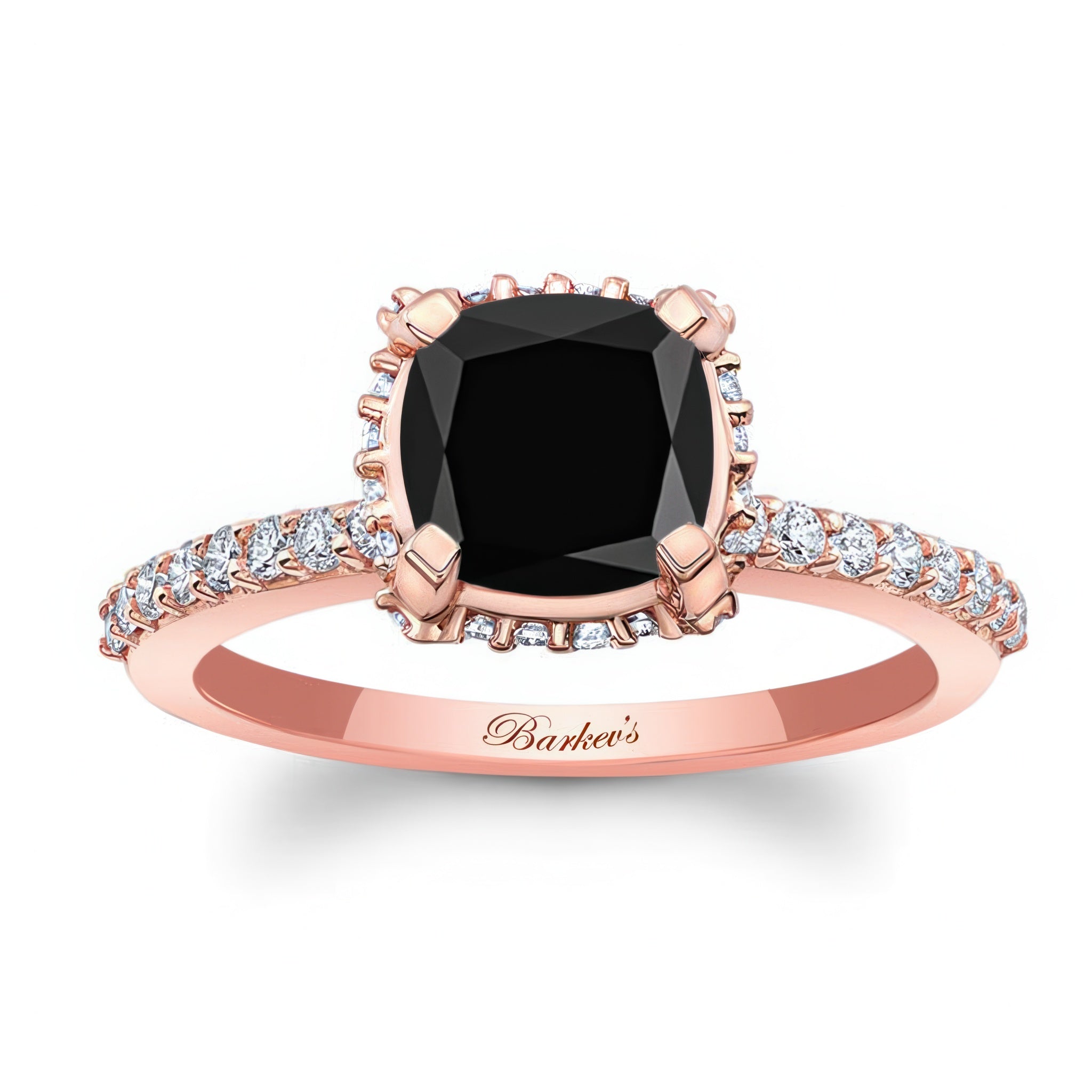 Cushion Halo Black And White Diamond Engagement Ring