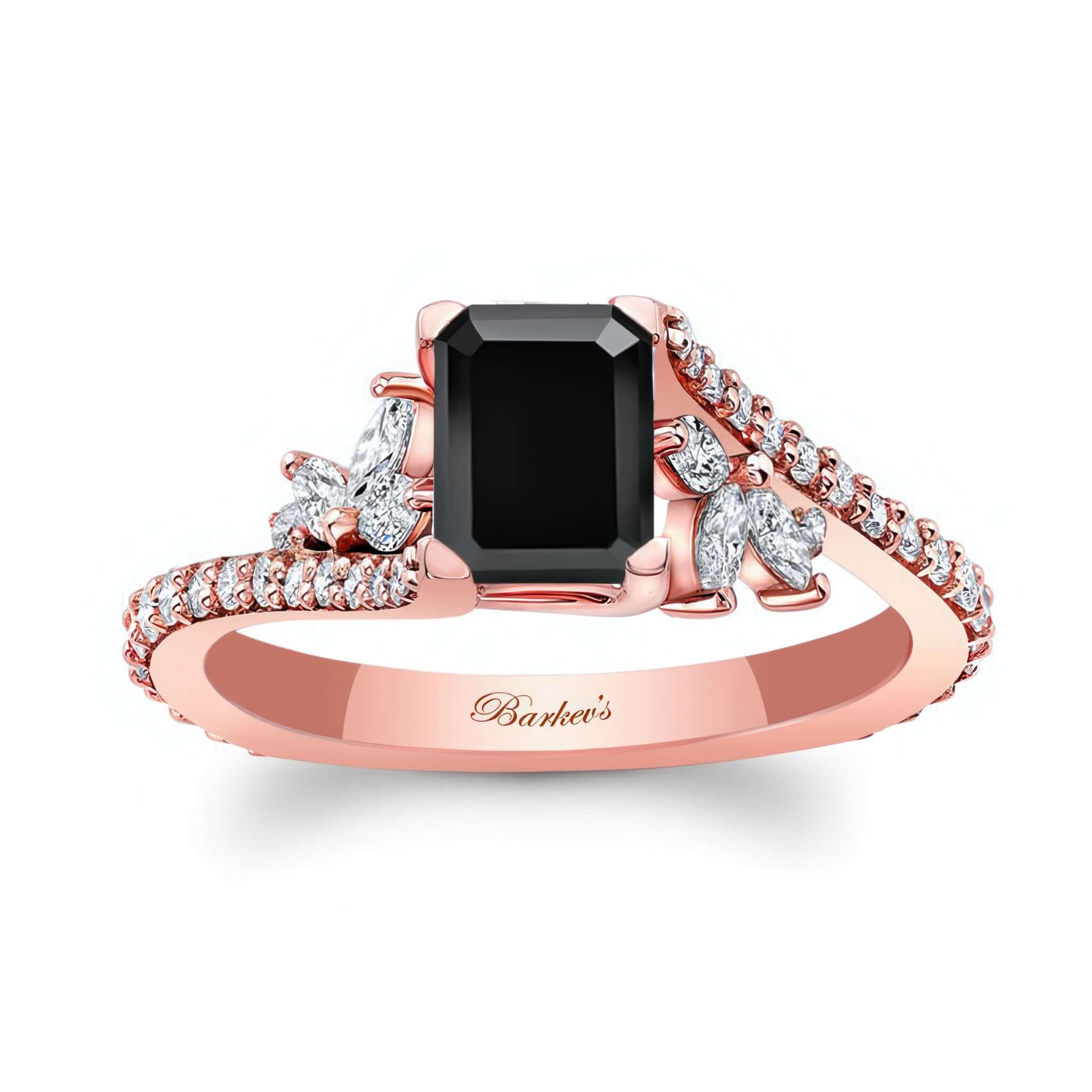 1 Carat Emerald Cut Black And White Diamond Ring featuring a sleek black center stone and dazzling diamond accents.