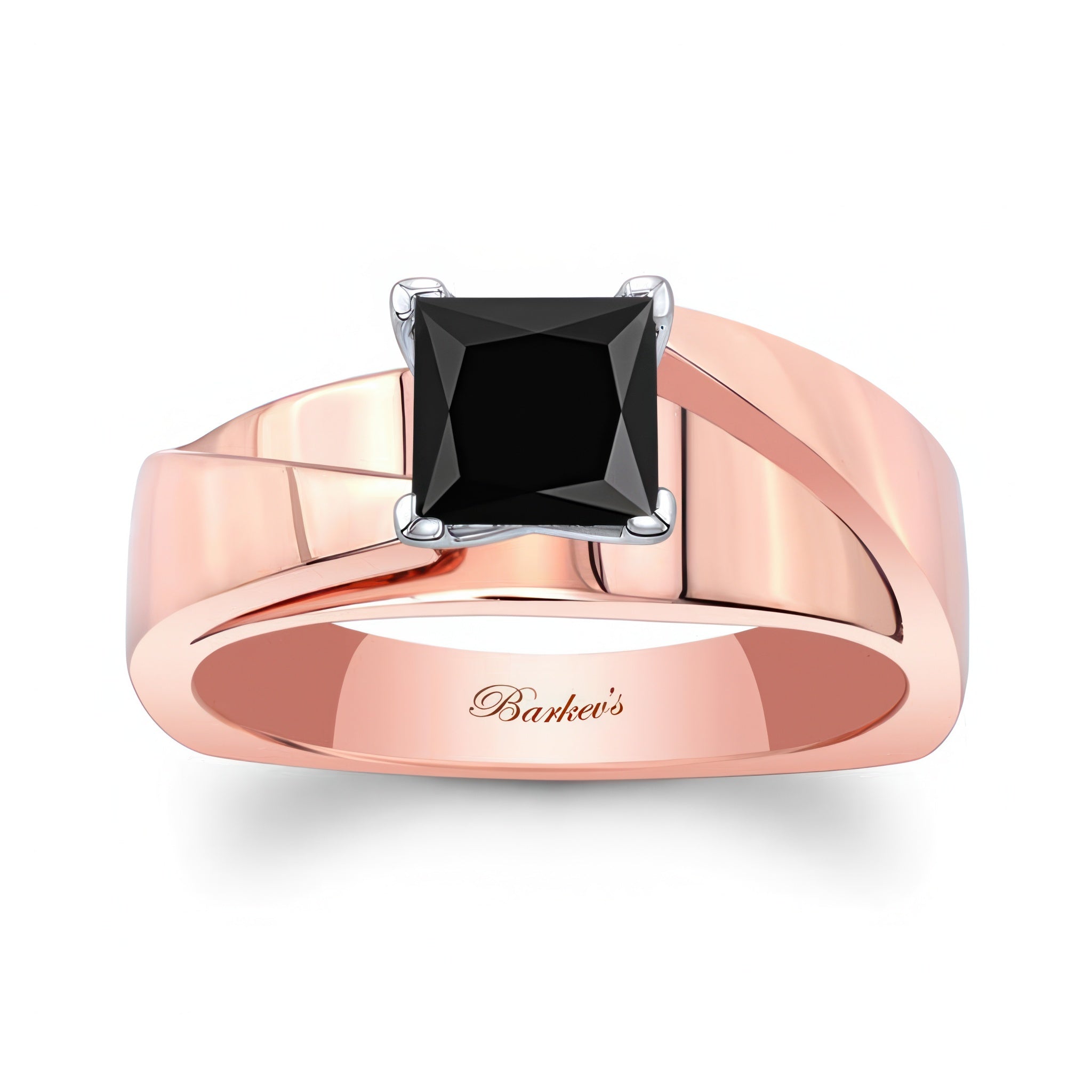 Princess Cut Black Diamond Cathedral Solitaire Ring