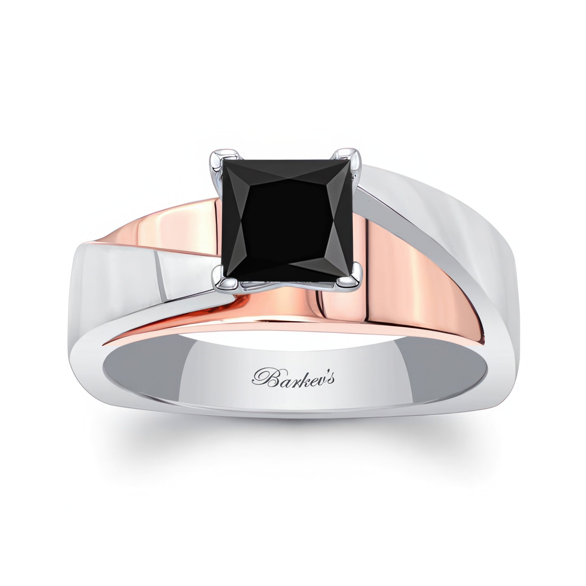 Princess Cut Black Diamond Cathedral Solitaire Ring