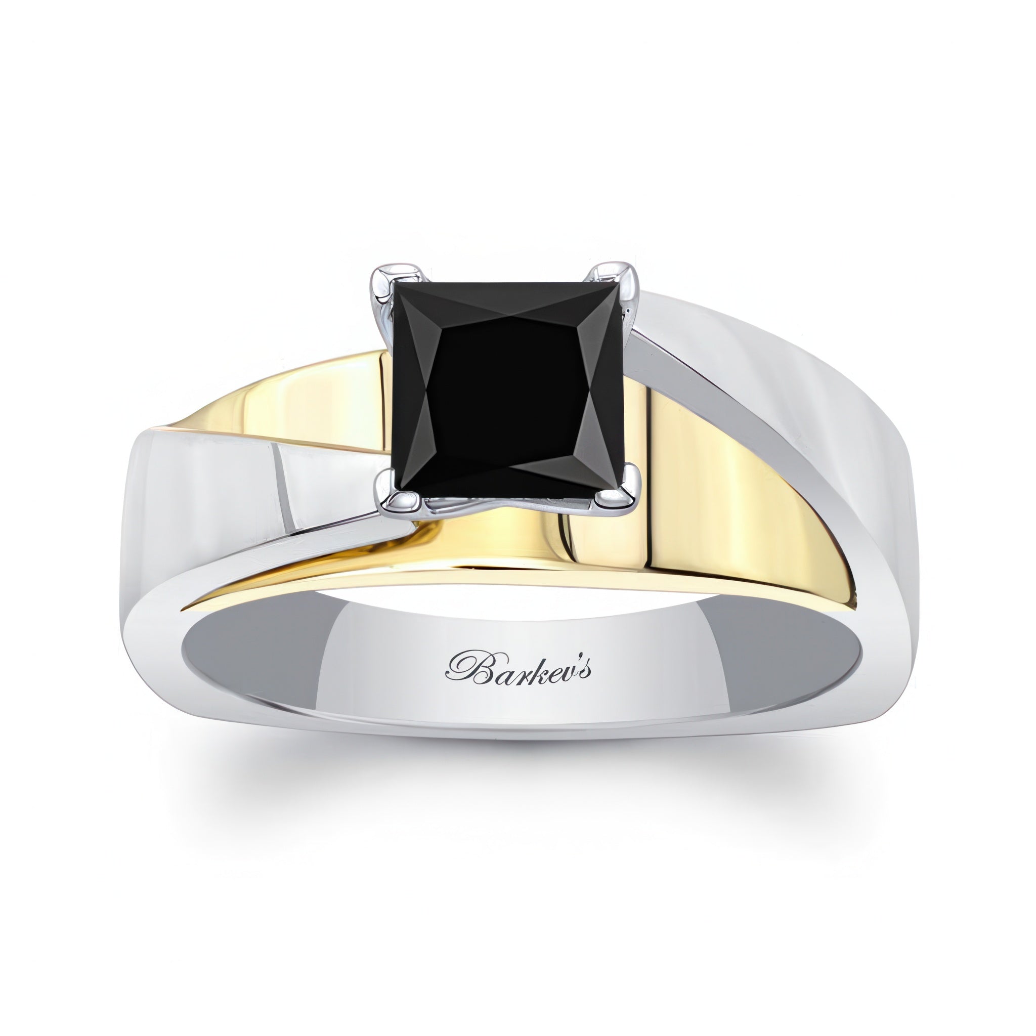 Princess Cut Black Diamond Cathedral Solitaire Ring