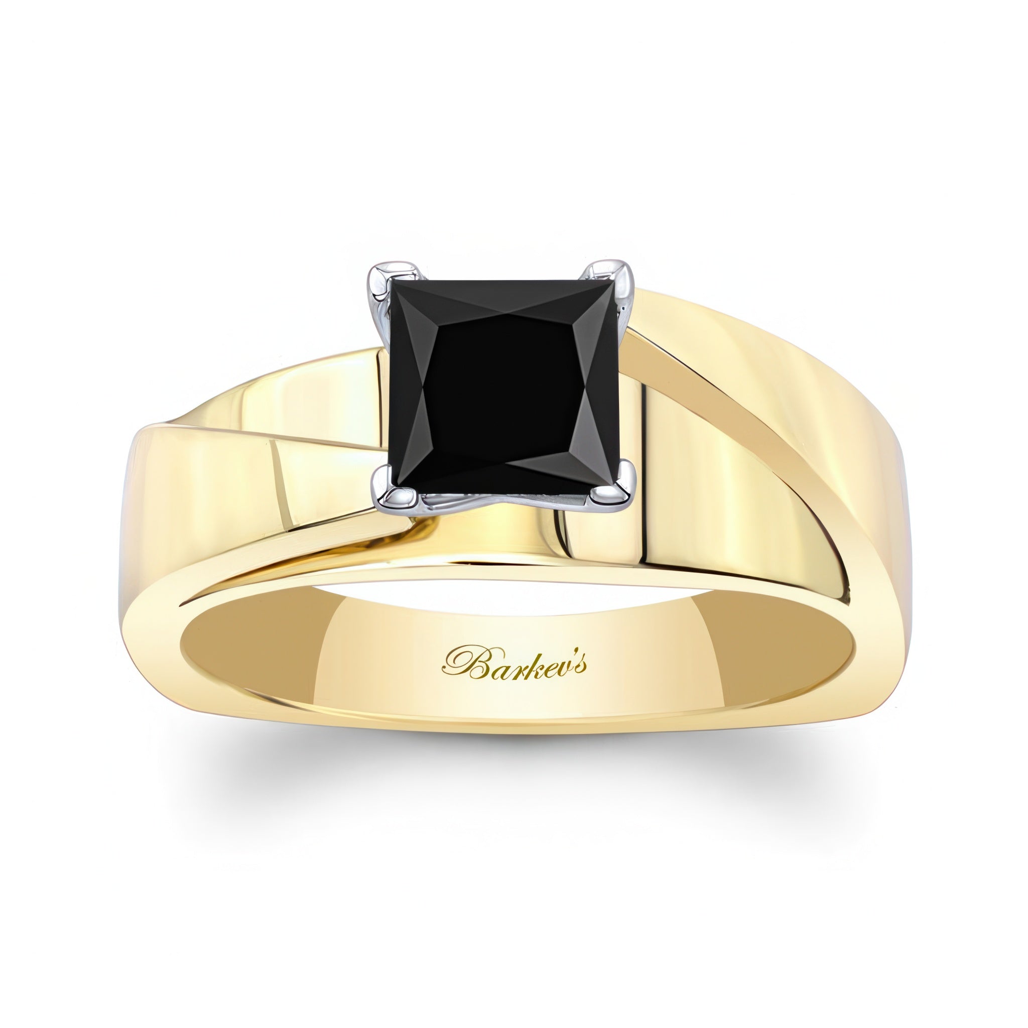 Princess Cut Black Diamond Cathedral Solitaire Ring