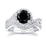 Twisted Halo Black And White Diamond Wedding Set