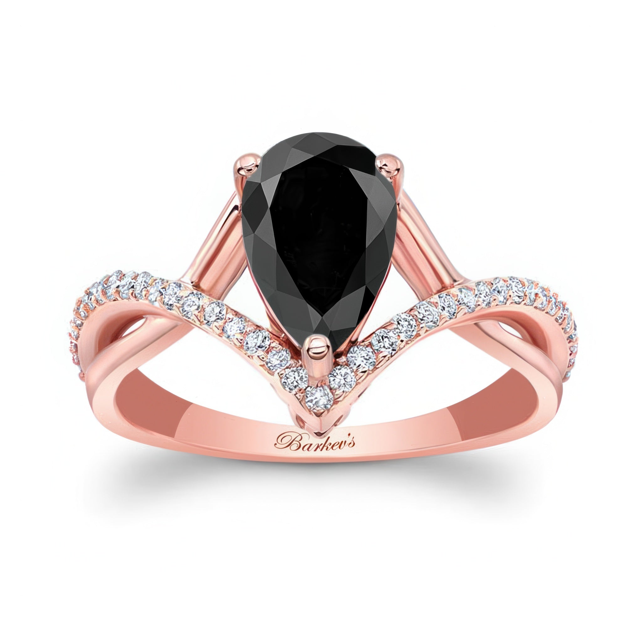 Unique Pear Shaped Black And White Diamond Ring