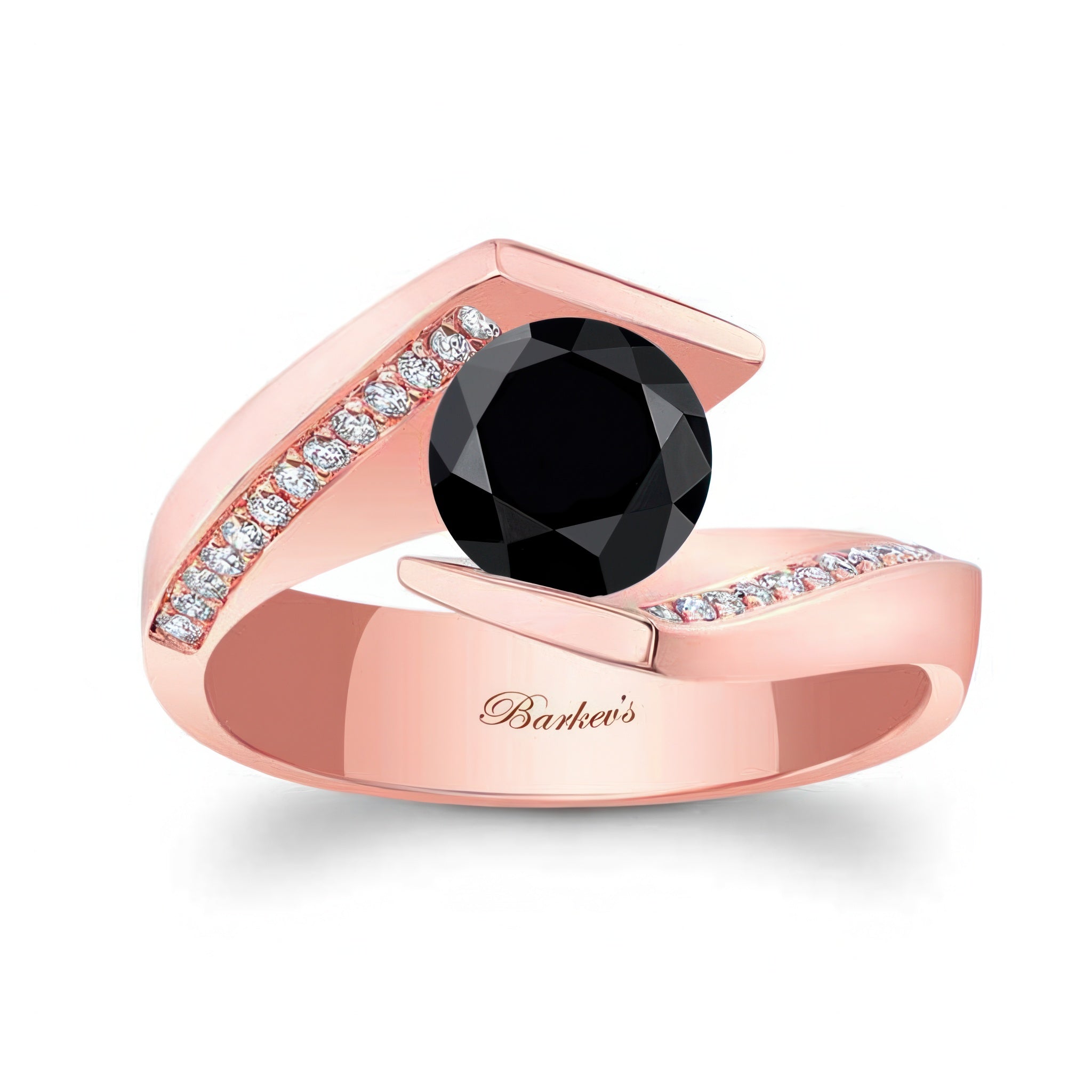 Tension Setting Black And White Diamond Ring