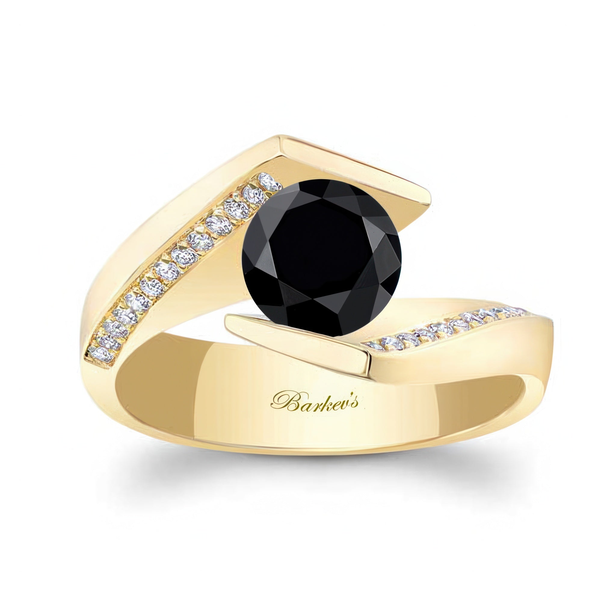Tension Setting Black And White Diamond Ring