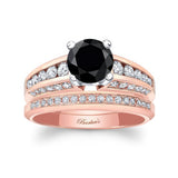 Black And White Diamond Channel Set Wedding Ring Set