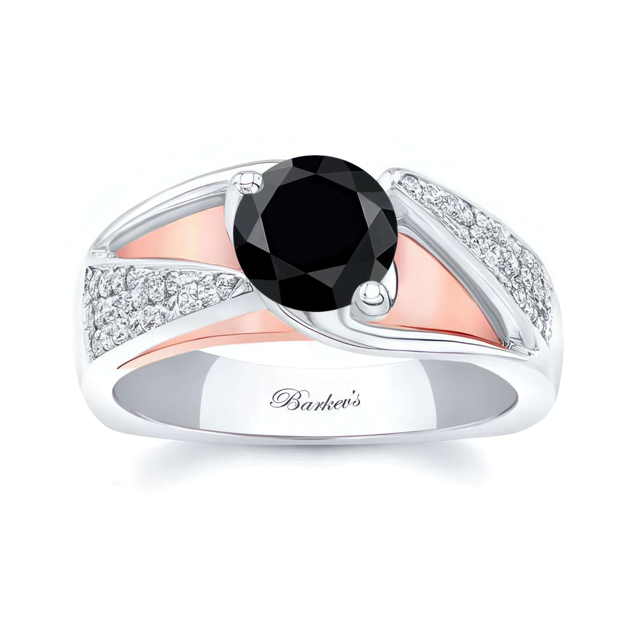 3 Row Black And White Diamond Ring