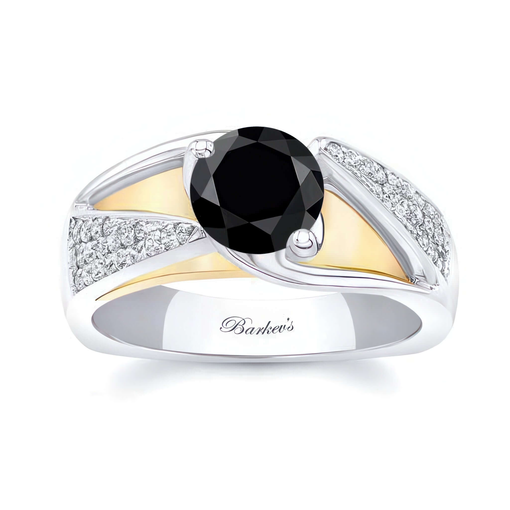 3 Row Black And White Diamond Ring