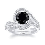 Floating Halo Black And White Diamond Bridal Set