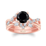 Black And White Diamond Marquise Accent Wedding Set
