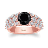 Three Row Black And White Diamond Ring