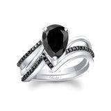 Split Shank Pear Black Diamond Bridal Set