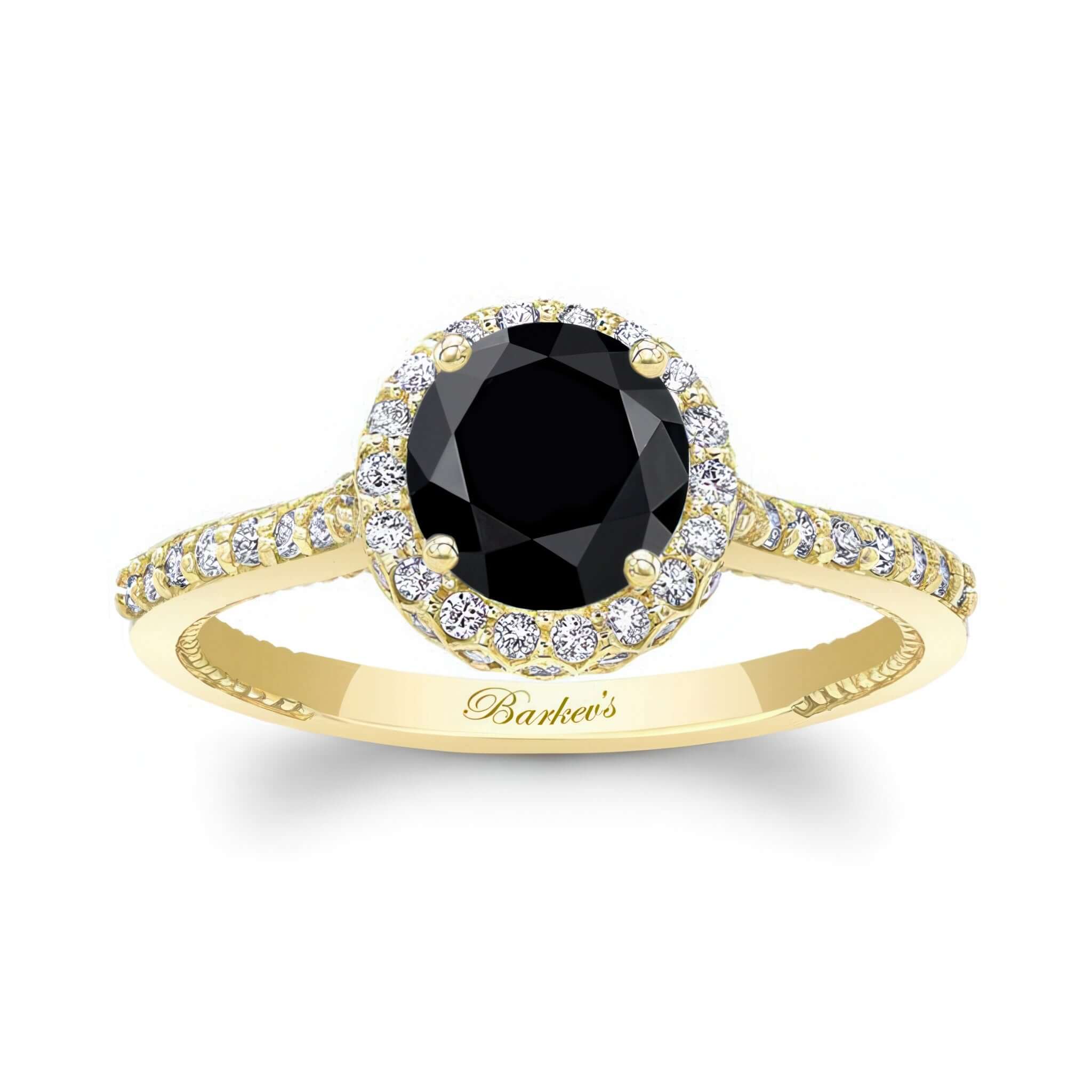 Round Halo Black And White Diamond Ring