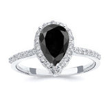 Eva 2 Carat Pear Shaped Black And White Diamond Halo Ring