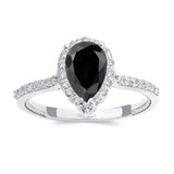 Eva Pear Shaped Black And White Diamond Halo Ring