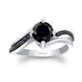 Black Diamond Split Shank Engagement Ring