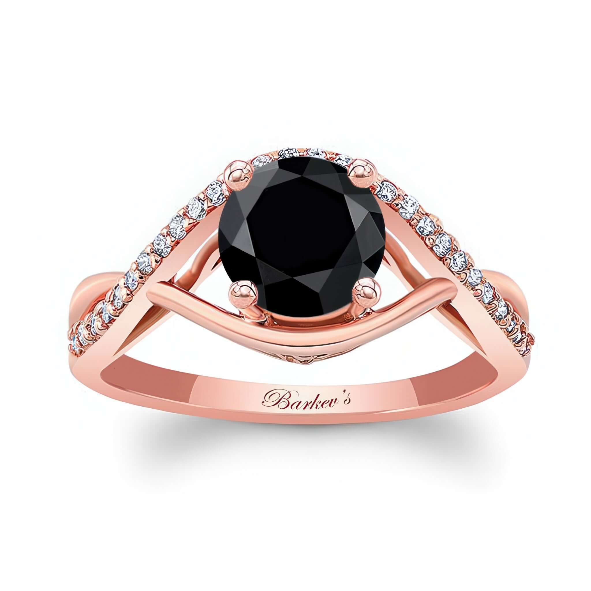 Black And White Diamond Criss Cross Ring featuring a black center stone and sparkling diamond accents.