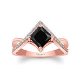 Unique Princess Cut Black And White Diamond Engagement Ring