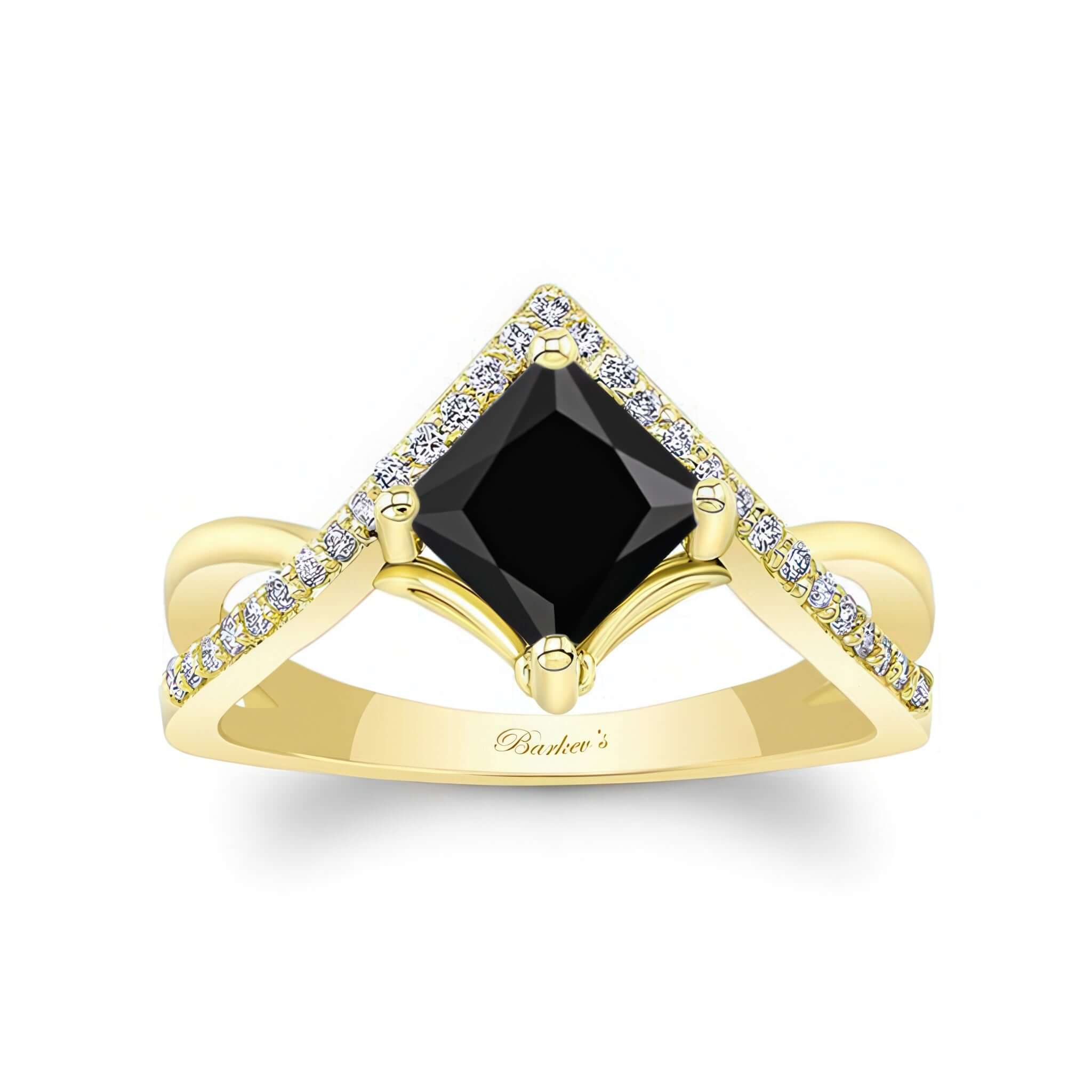 Unique Princess Cut Black And White Diamond Engagement Ring