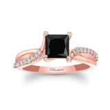 Princess Cut Black And White Diamond Ring
