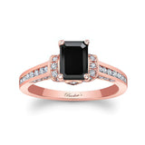 Emerald Cut Black And White Diamond Ring