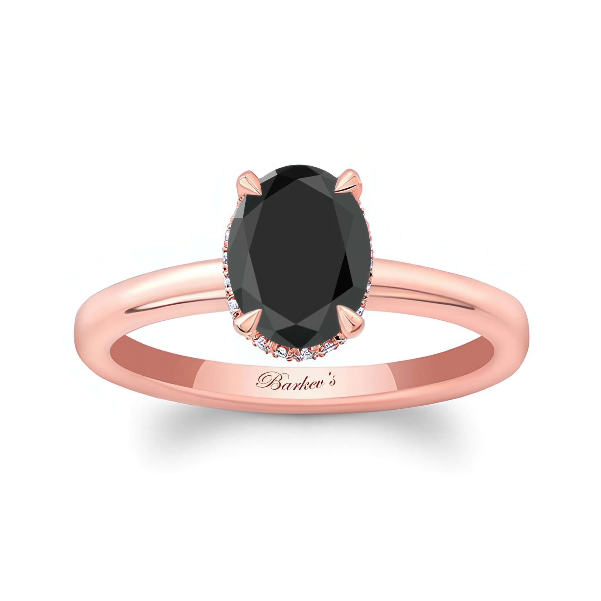 Oval Black And White Diamond Engagement Ring