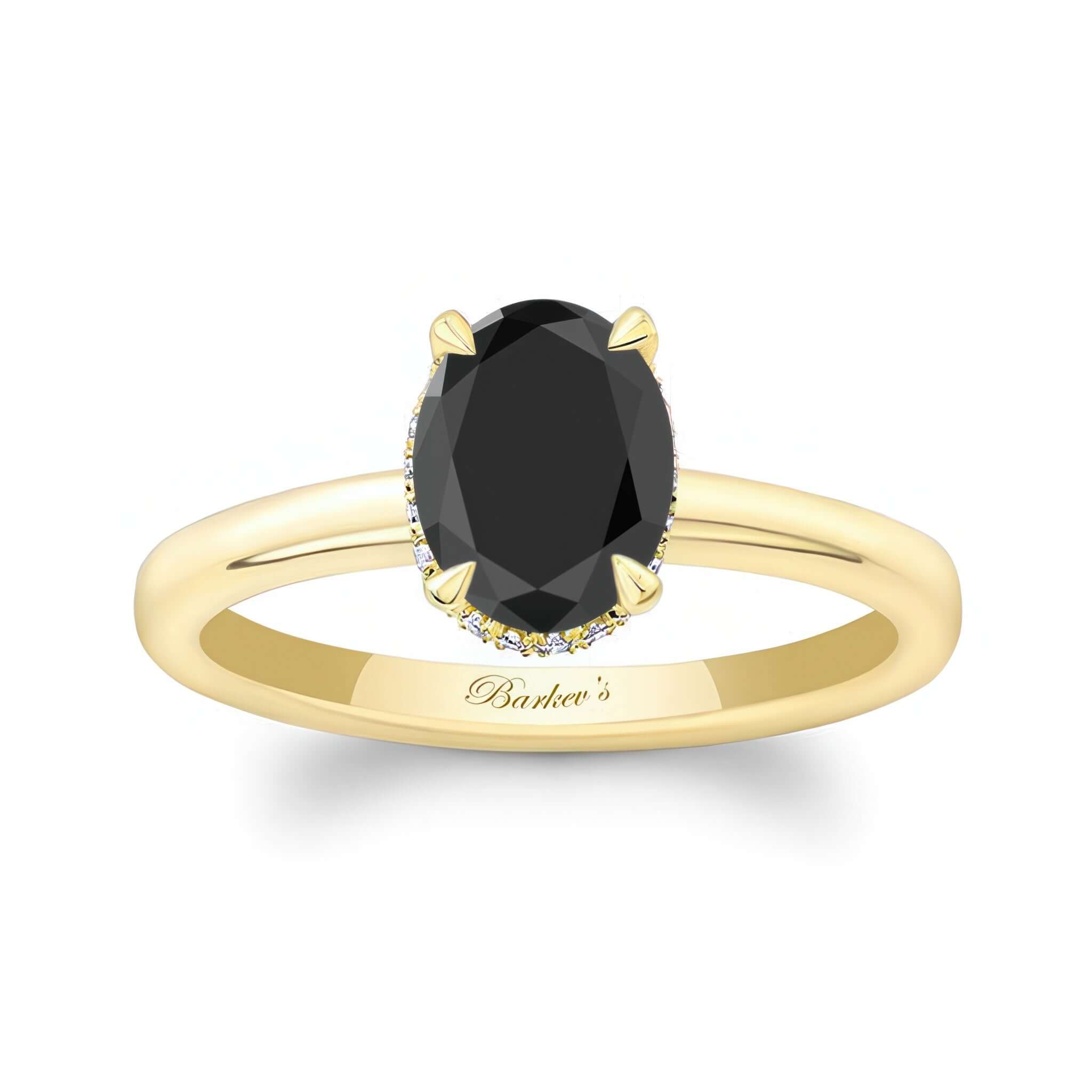 Oval Black And White Diamond Engagement Ring