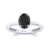 Oval Black And White Diamond Engagement Ring