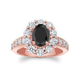 Oval Halo Black And White Diamond Ring