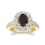 Oval Halo Black And White Diamond Ring