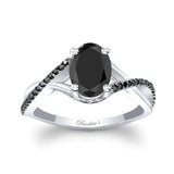 One Carat Oval Black Diamond Ring