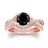 One Carat Black And White Diamond Bridal Set