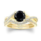 One Carat Black And White Diamond Bridal Set