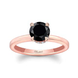 Round Hidden Halo Black And White Diamond Engagement Ring