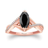 1 Carat Marquise Black And White Diamond Ring