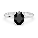 1 Carat Oval Solitaire Black Diamond Ring