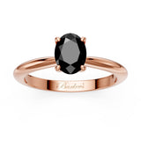 1 Carat Oval Solitaire Black Diamond Ring