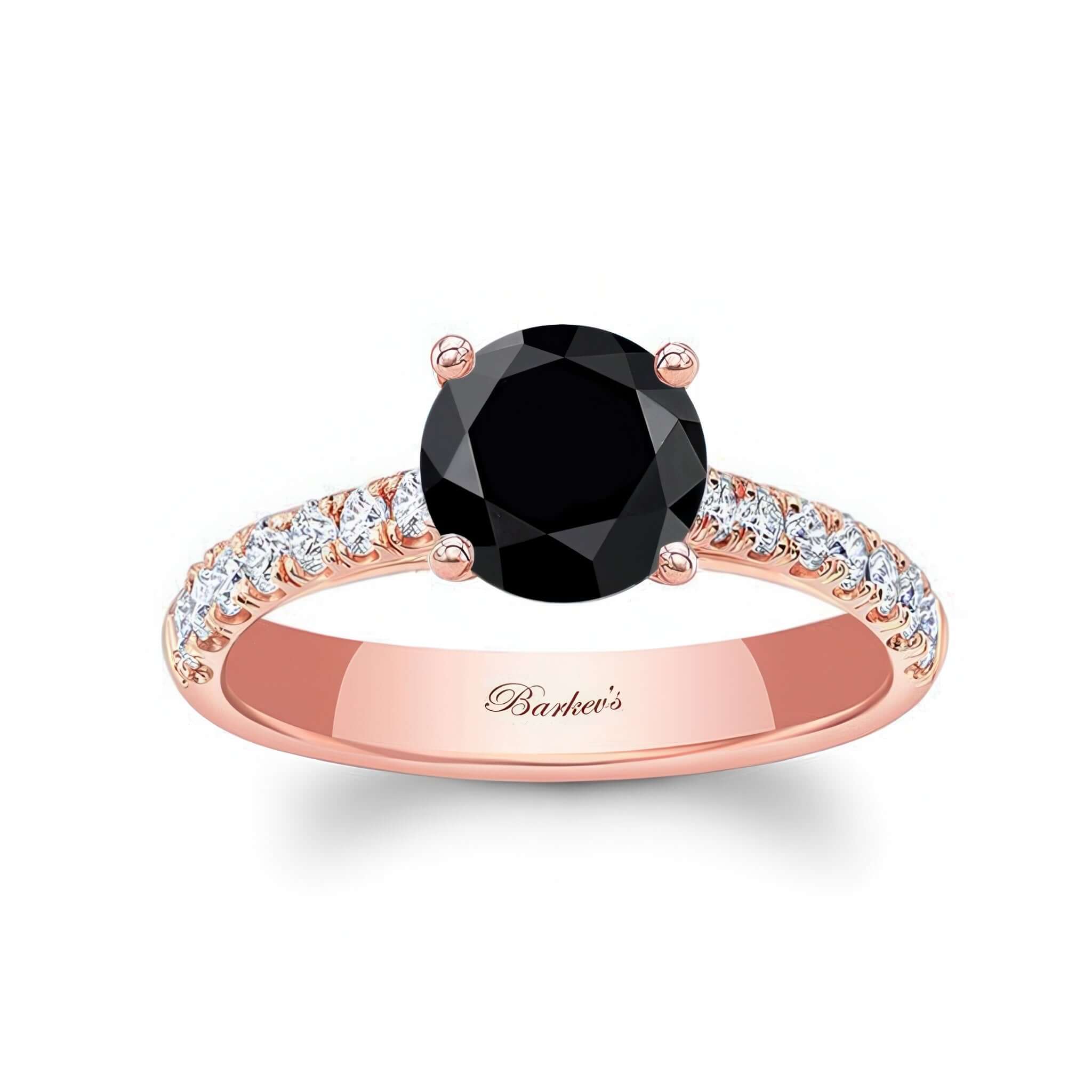Round Black And White Diamond Engagement Ring