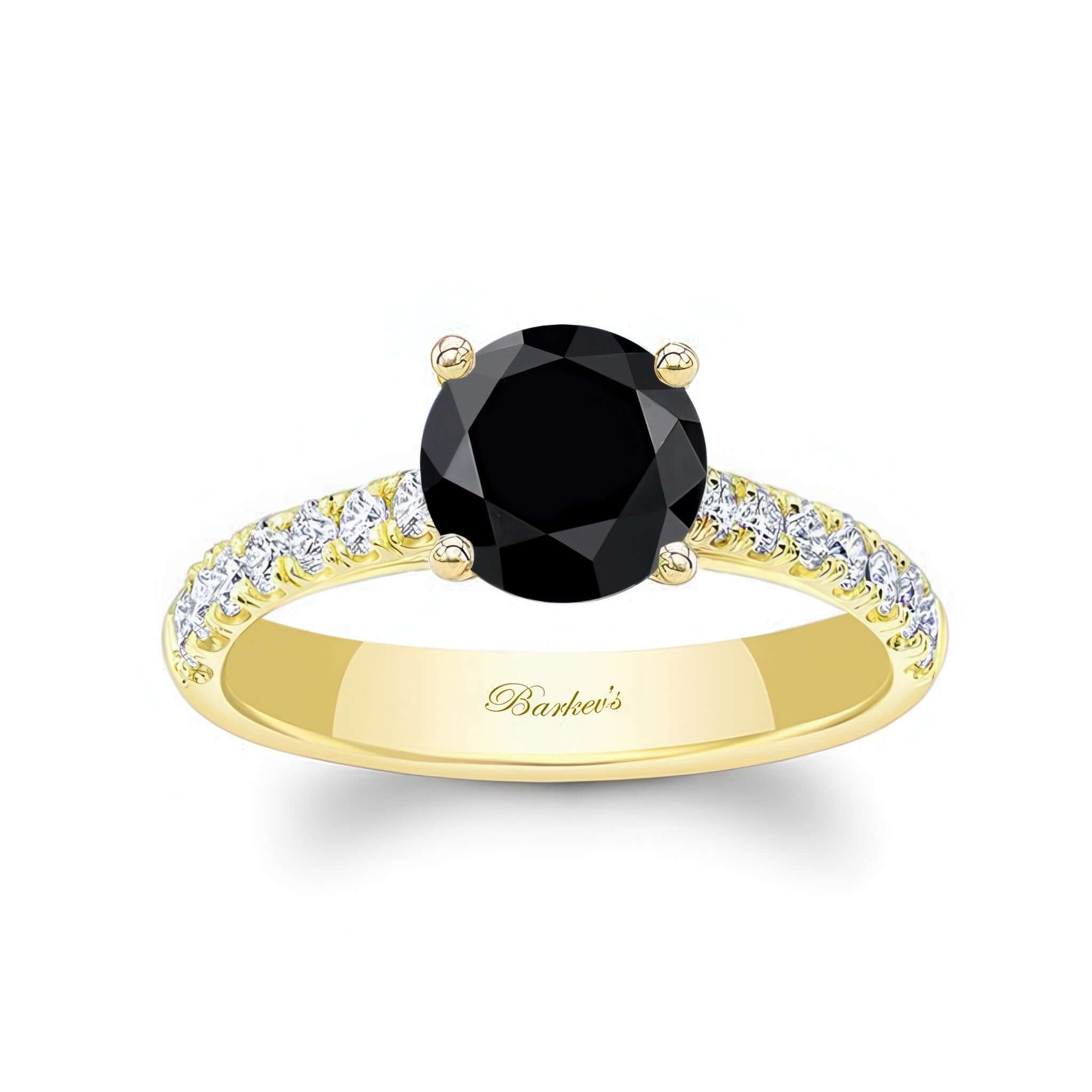 Round Black And White Diamond Engagement Ring