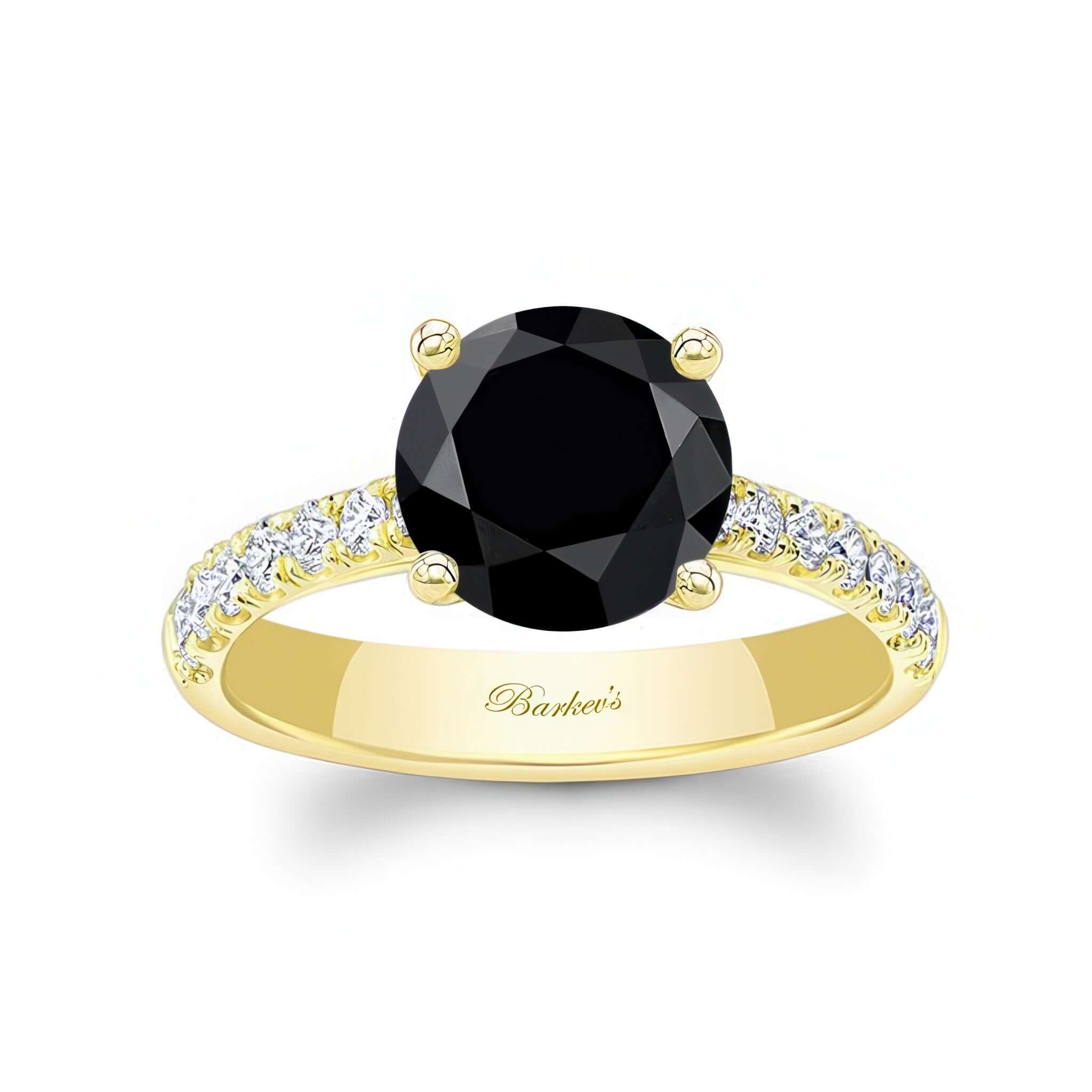 3 Carat Round Black And White Diamond Engagement Ring