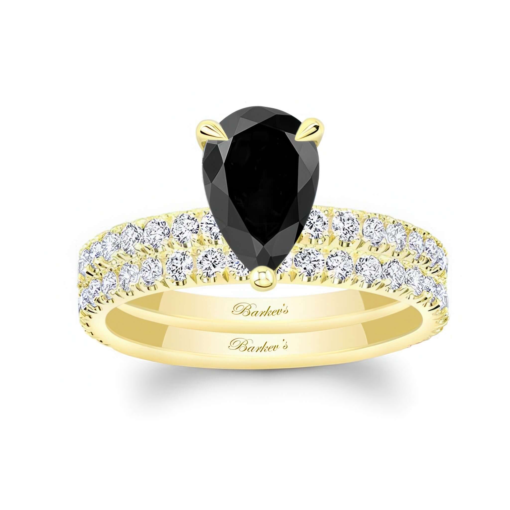 Pear Shape Black And White Diamond Wedding Set