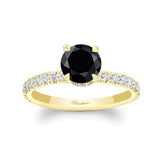 Black And White Diamond Halo Engagement Ring
