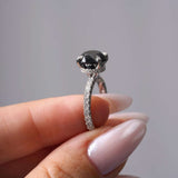 Black And White Diamond Halo Engagement Ring