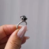 Black And White Diamond Halo Engagement Ring