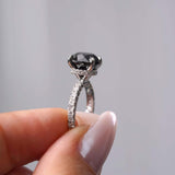 Black And White Diamond Halo Engagement Ring